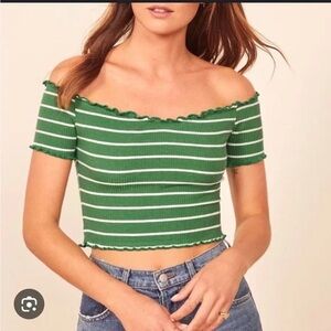 Reformation Striped Off-Shoulder Top